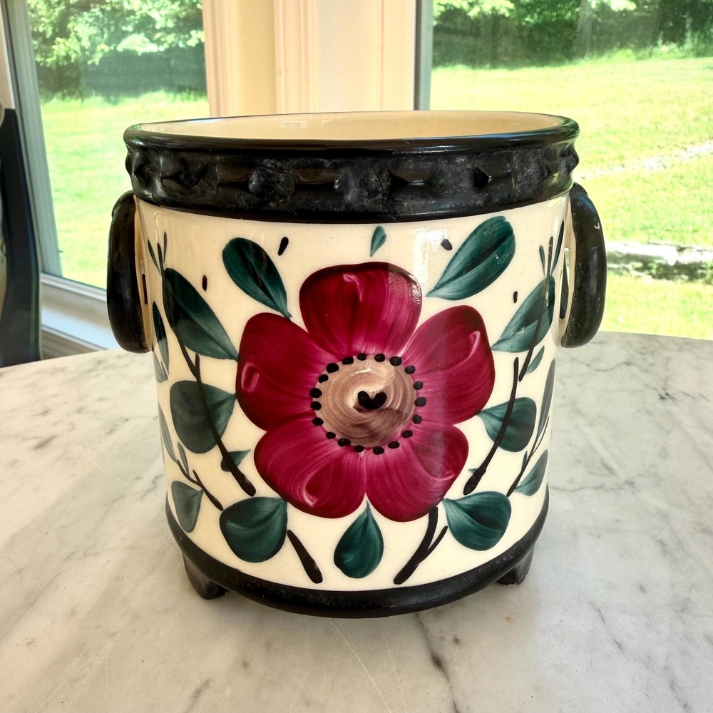 VTG Erphila Czechoslovakia 1930's Ceramic Indoor Planter Boho Floral Cachepot
